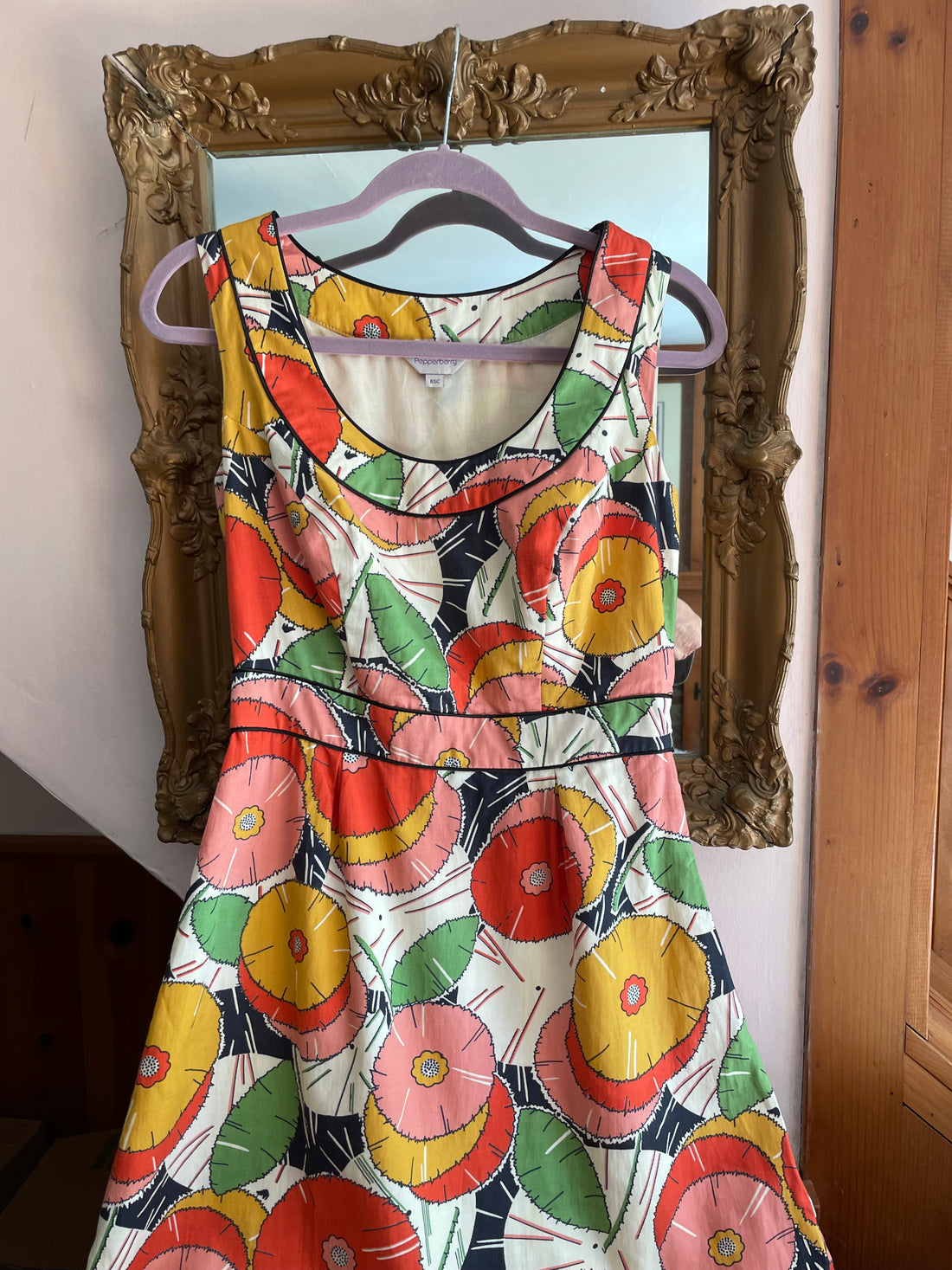 2000s Retro Floral Sleeveless Cotton Day Dress M