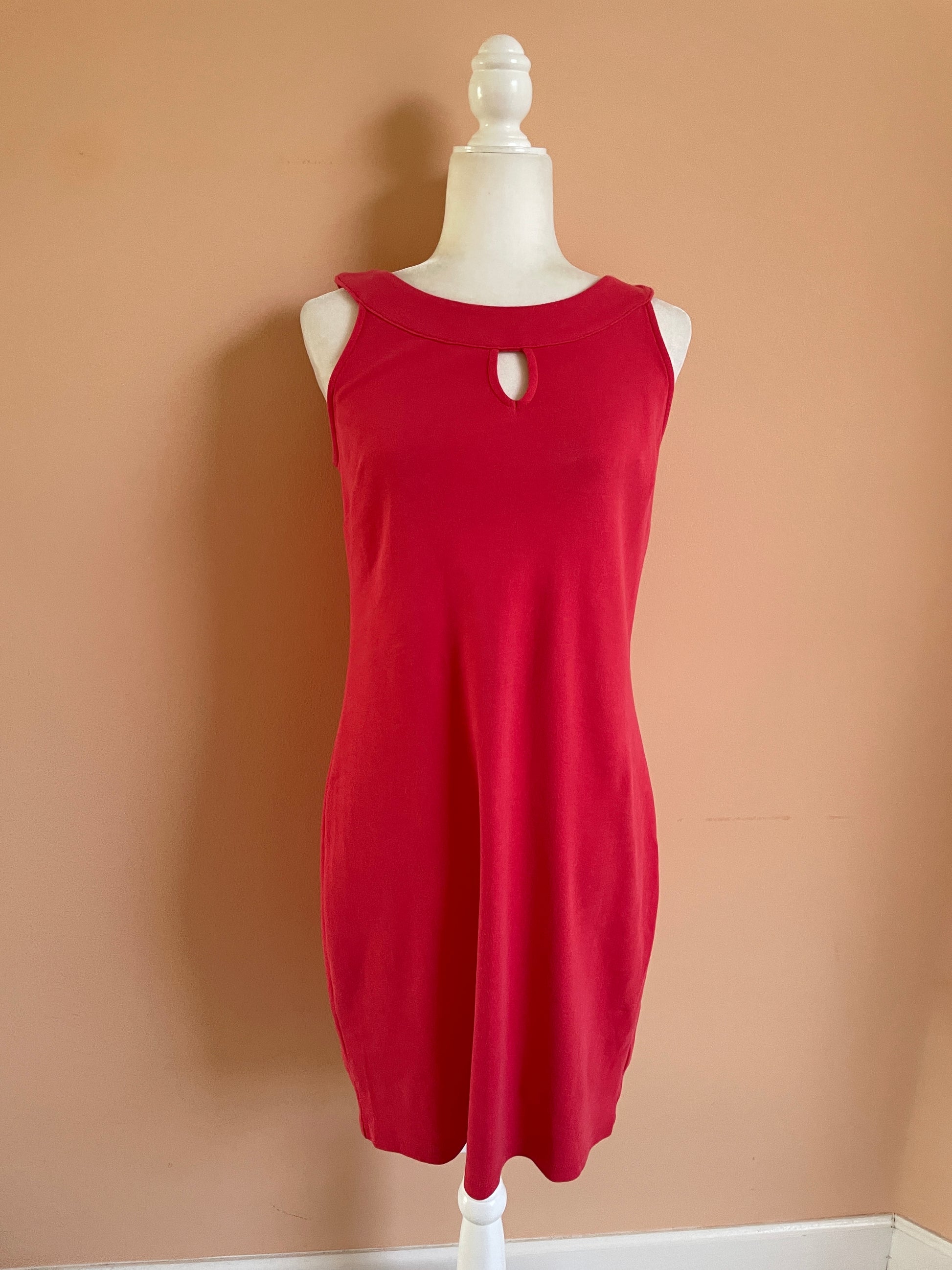 Talbots 1990s ted dress Talbots 90s Sleeveless Cotton Casual Red Dress SP