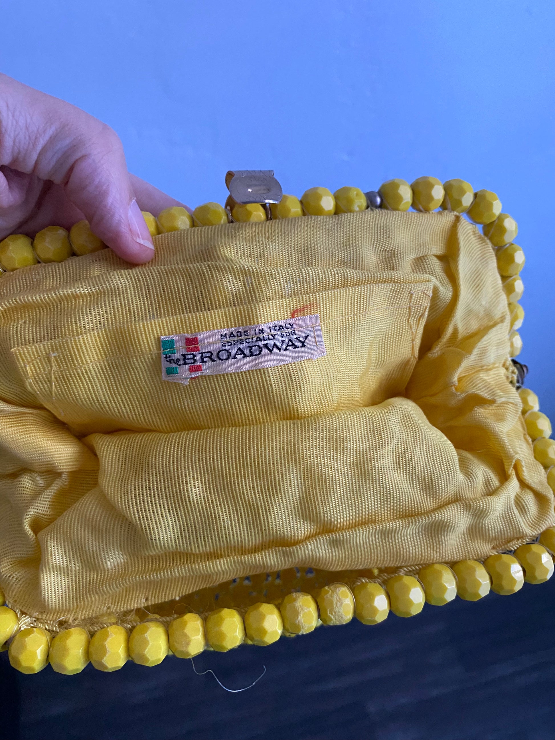  60s Made in Italy Rare Yellow Beaded Handbag