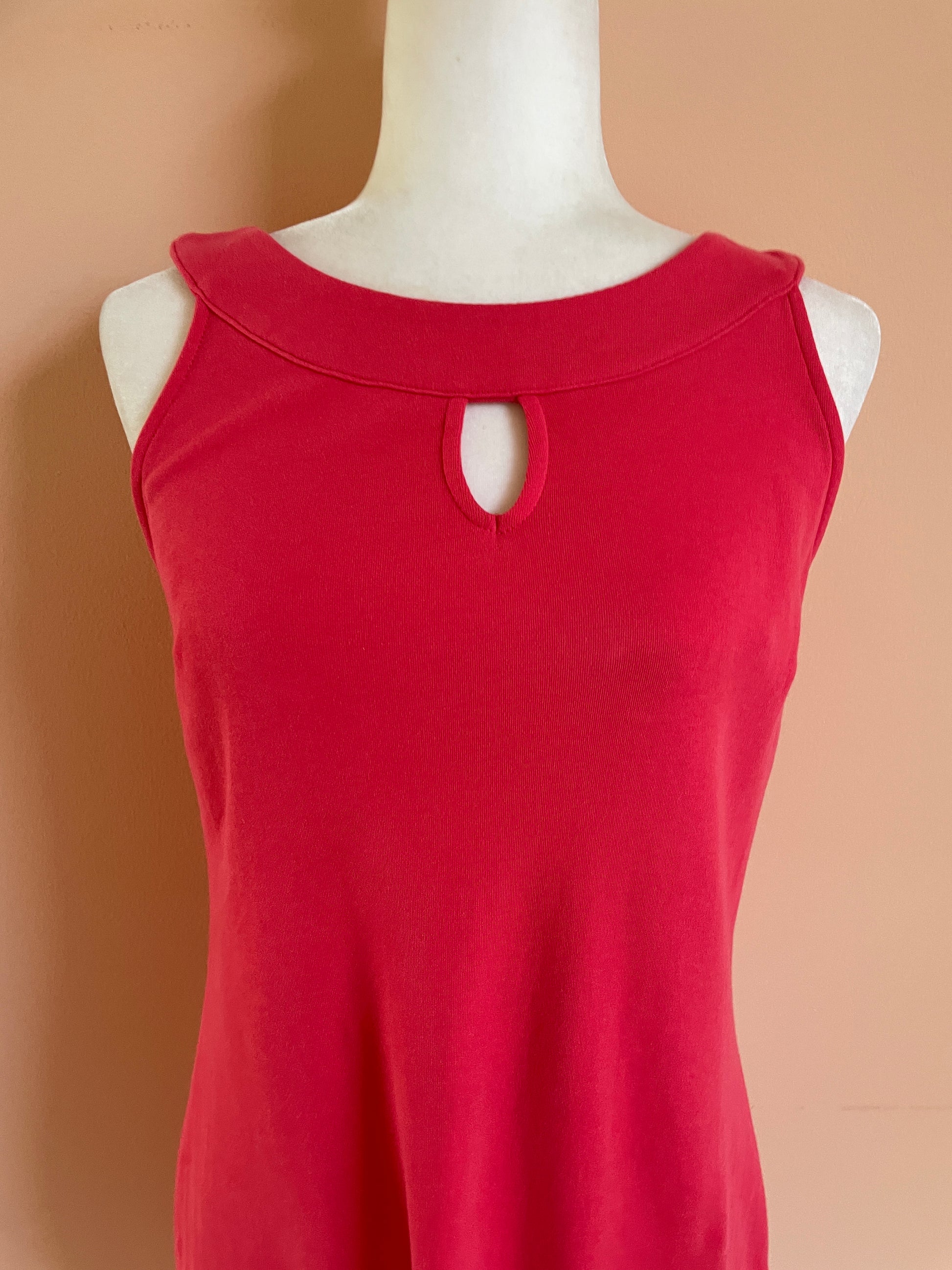  Talbots 90s Sleeveless Cotton Casual Red Dress SP