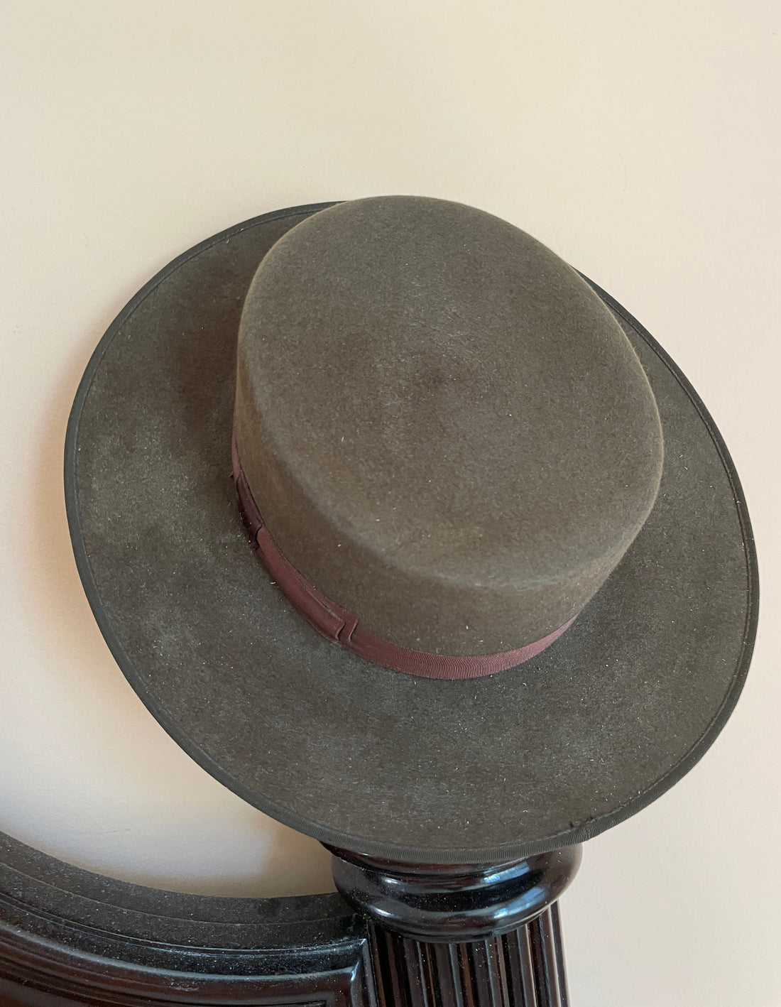 50s Vintage Barcelona Brown Felt Ribbon Band Fedora Hat M