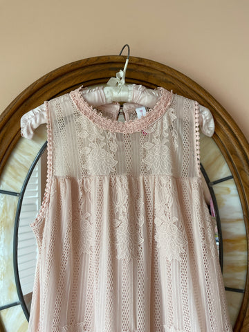 2000s Sleeveless Lacy Pink Party Dress S