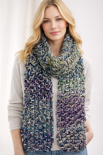 Hand Knit Multicolored 4 Yarn Mix Acrylic Wool Chunky Winter Scarf