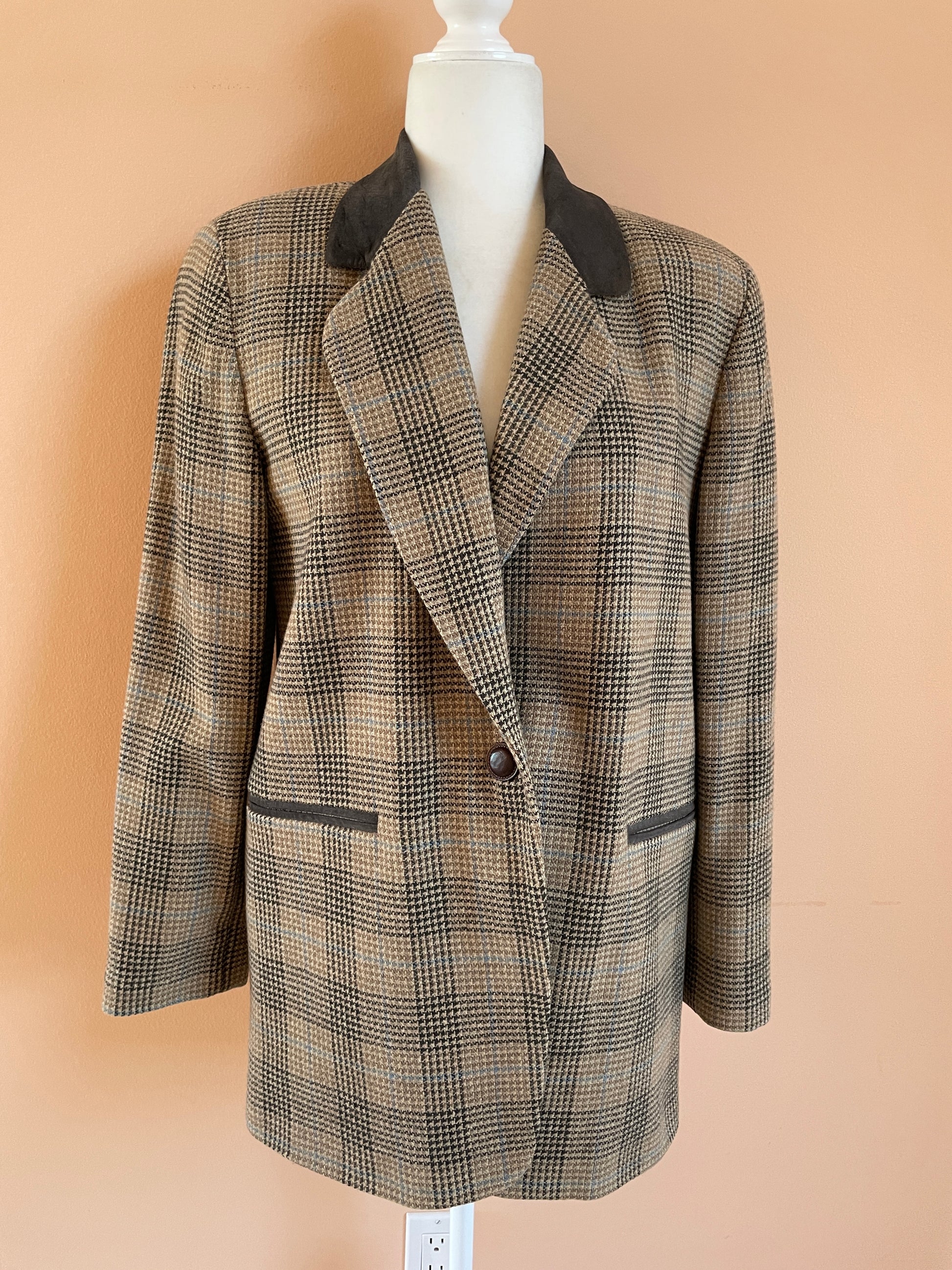 80s classic designer wool blazer jacket 80s Classic Wool Tweed Blazer Jacket M
