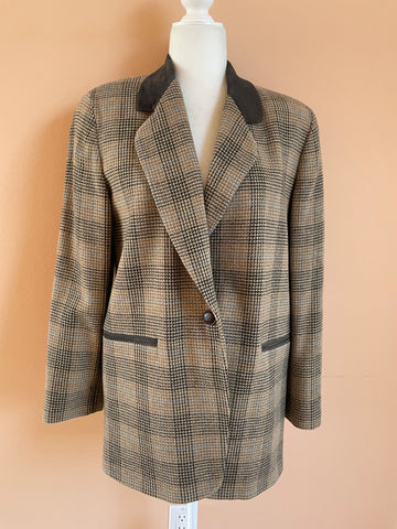 80s Classic Wool Tweed Blazer Jacket M