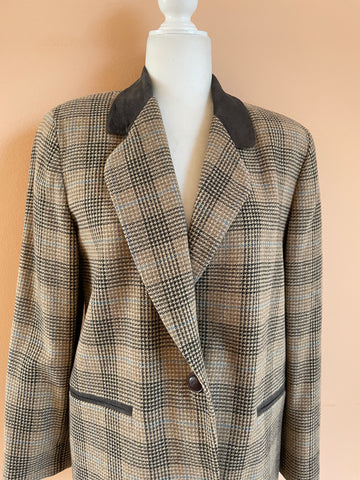80s Classic Wool Tweed Blazer Jacket M