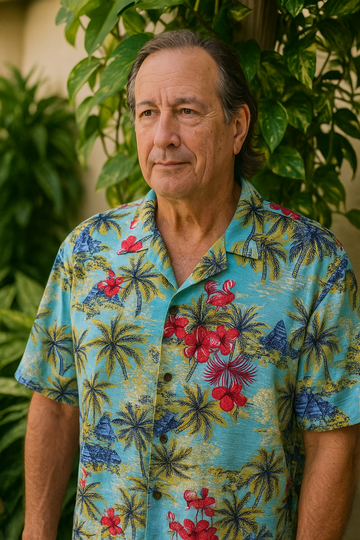 Vintage Flamingo Print Miami Men’s Shirt Lg/XL