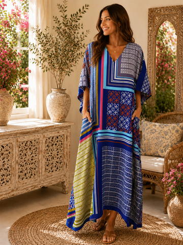 Women’s Caftan Kimono Beach Coverup Lounge Resort Wear Dress  Plus Size