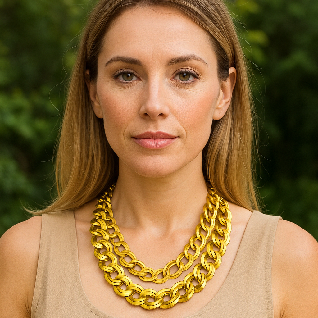 2 Gold Tone Chain Vintage 80s Choker Necklaces