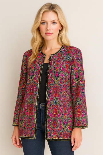 Vintage Maggie London 100% Silk Paisley Jacket Top M/L