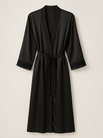 Vintage 90s Black Poly Matching Belt Decorative Cuff Wrap Maxi Robe L/XL
