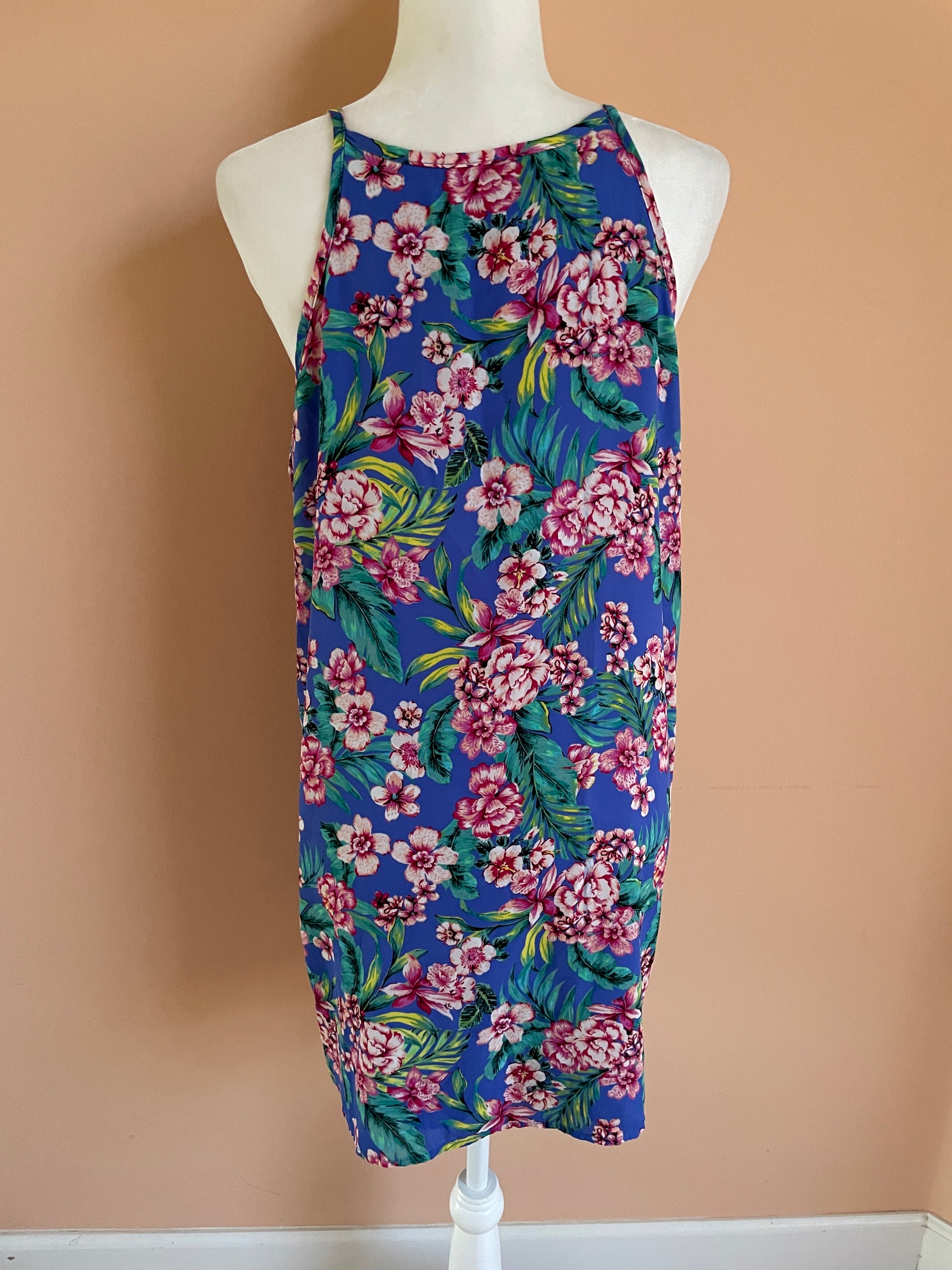  2000’s Tropical Floral Sleeveless Summer Casual Short Dress
