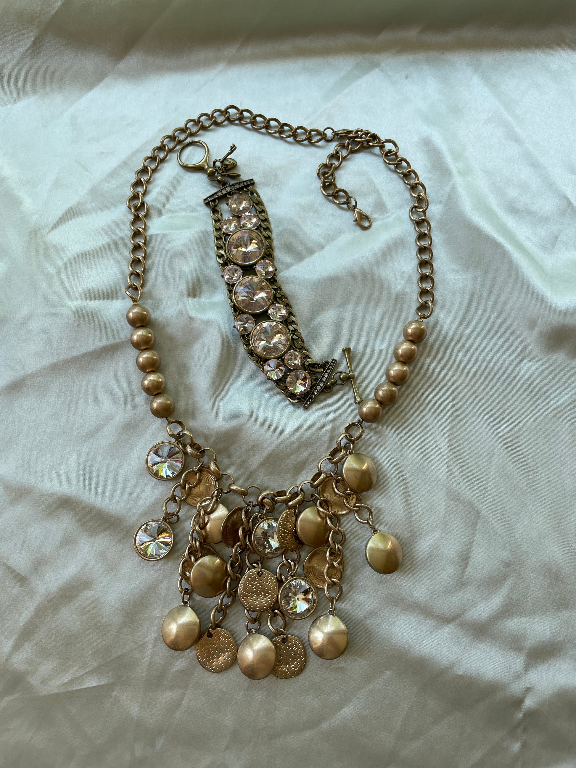 vintage 80s necklace bracelet set Gypsy Girl Vintage 80s Gold Tone Matching Necklace & Bracelet Set