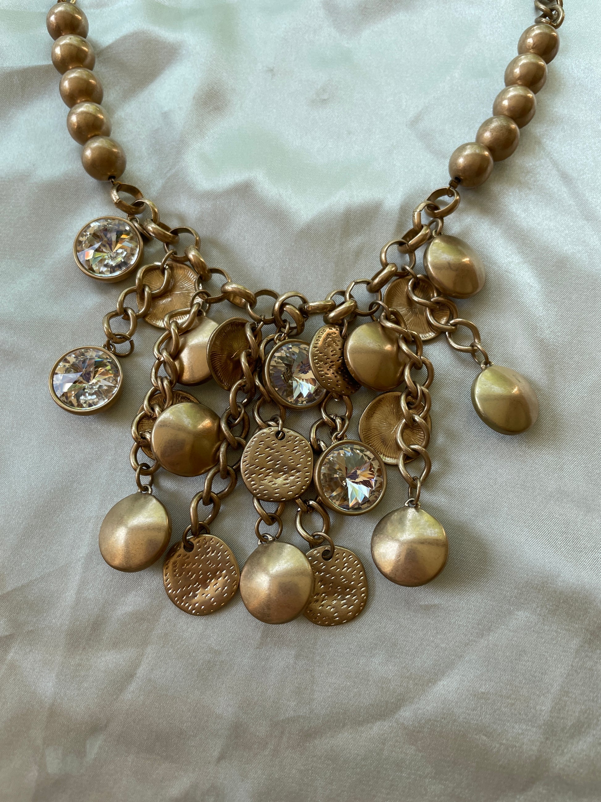 Gypsy Girl Vintage 80s Gold Tone Matching Necklace & Bracelet Set