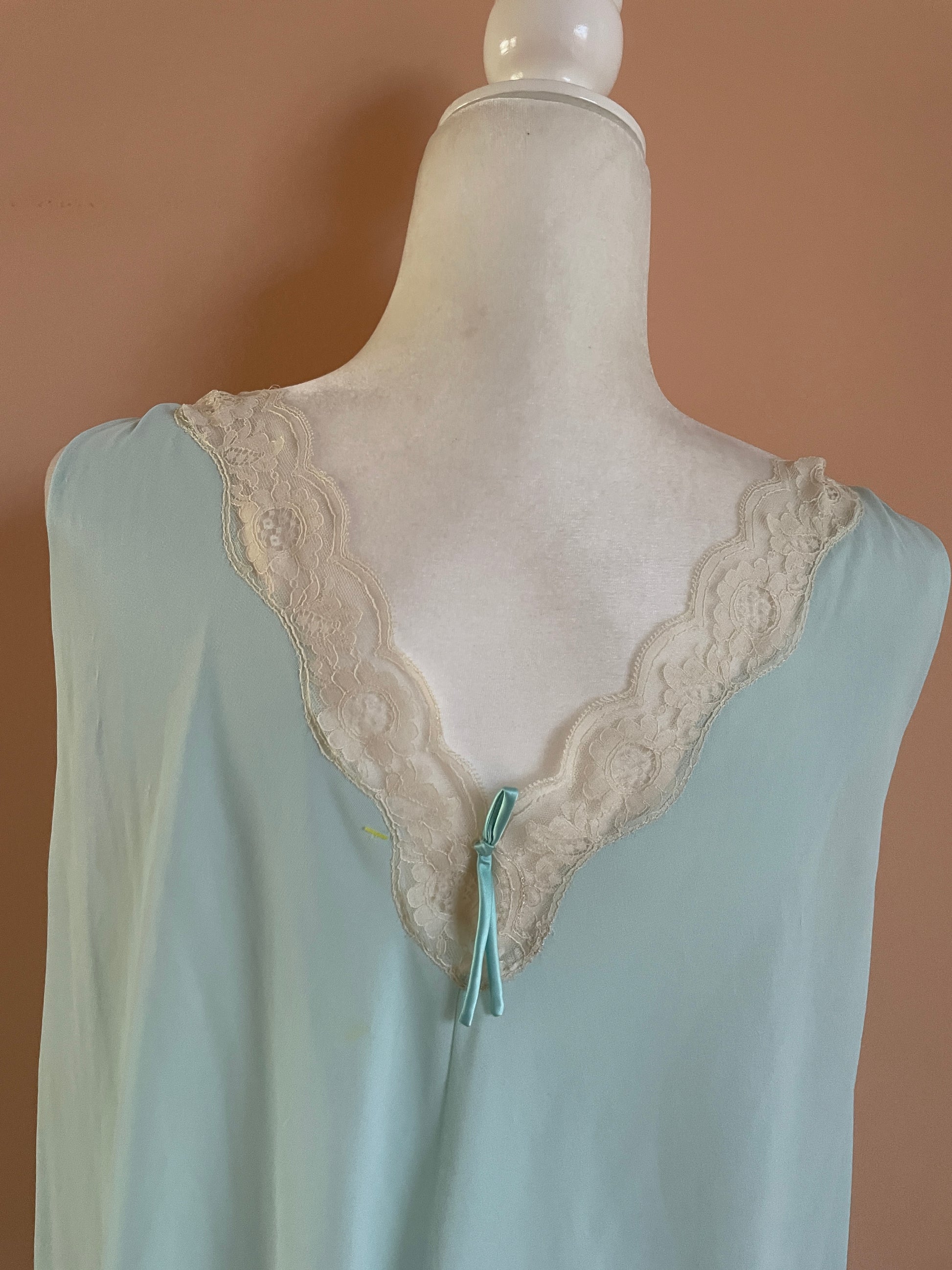  80s Vintage Blue Lacy Lingerie Nightgown M
