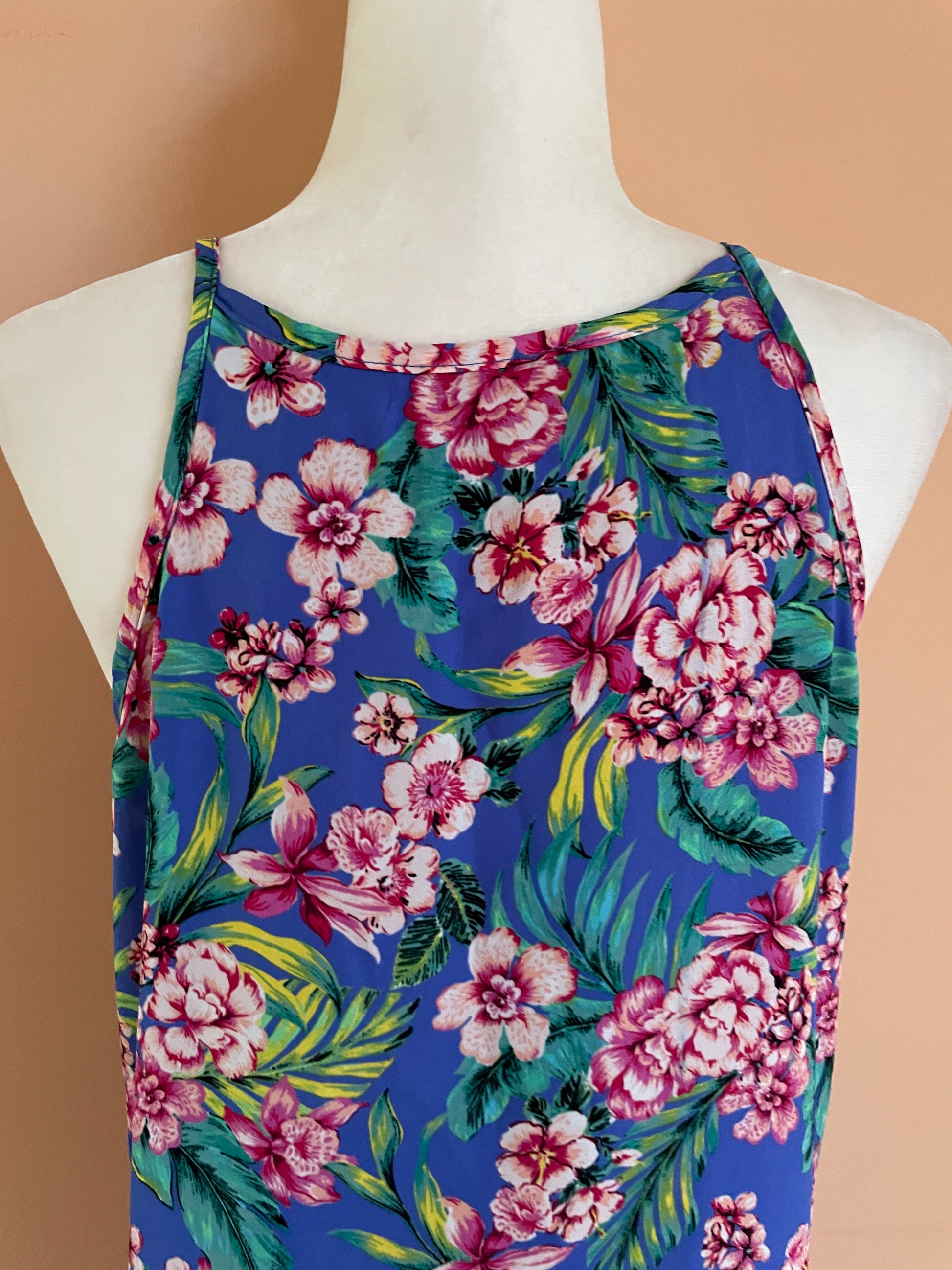  2000’s Tropical Floral Sleeveless Summer Casual Short Dress