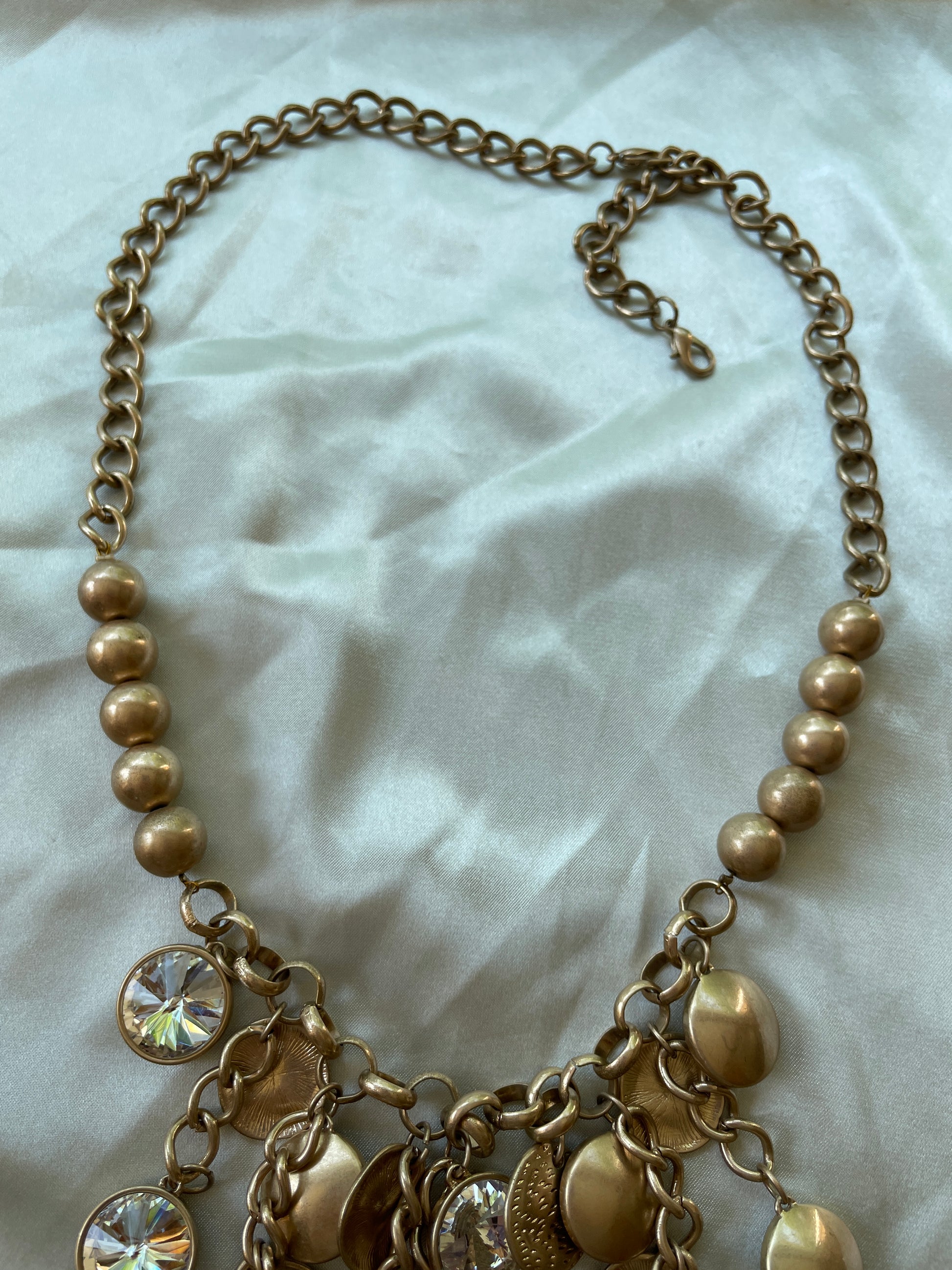  Gypsy Girl Vintage 80s Gold Tone Matching Necklace & Bracelet Set