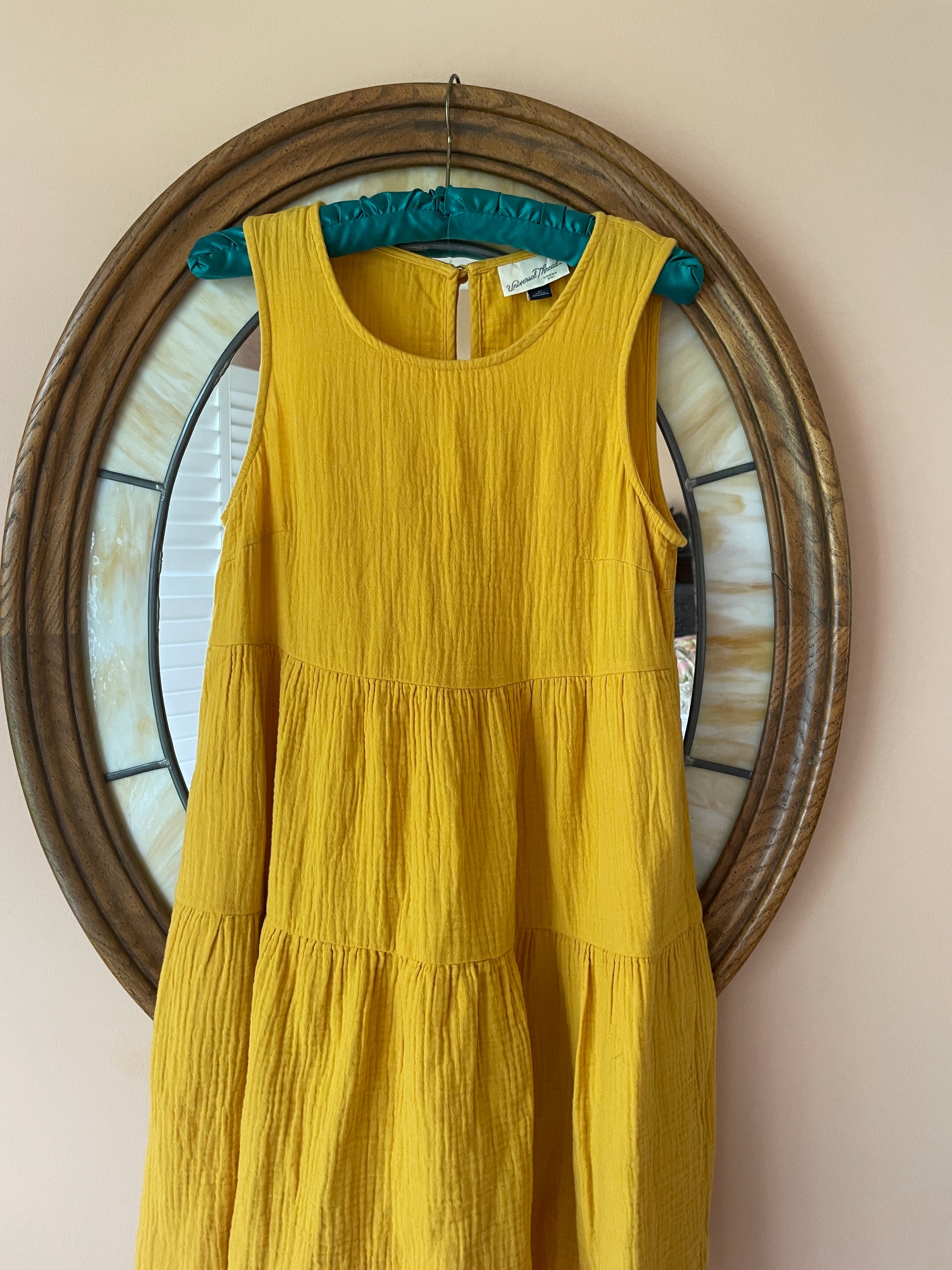  2000’s Gold Tiered Cotton Sleeveless Mini Dress
