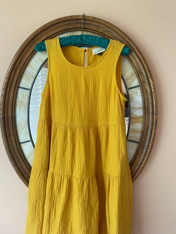 2000’s Gold Tiered Cotton Sleeveless Mini Dress X/S