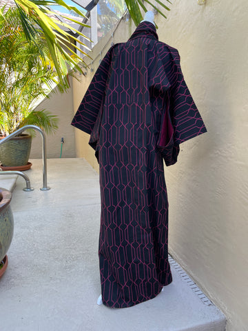 80s One of a Kind Kimono Black  Lounge Robe. X/L