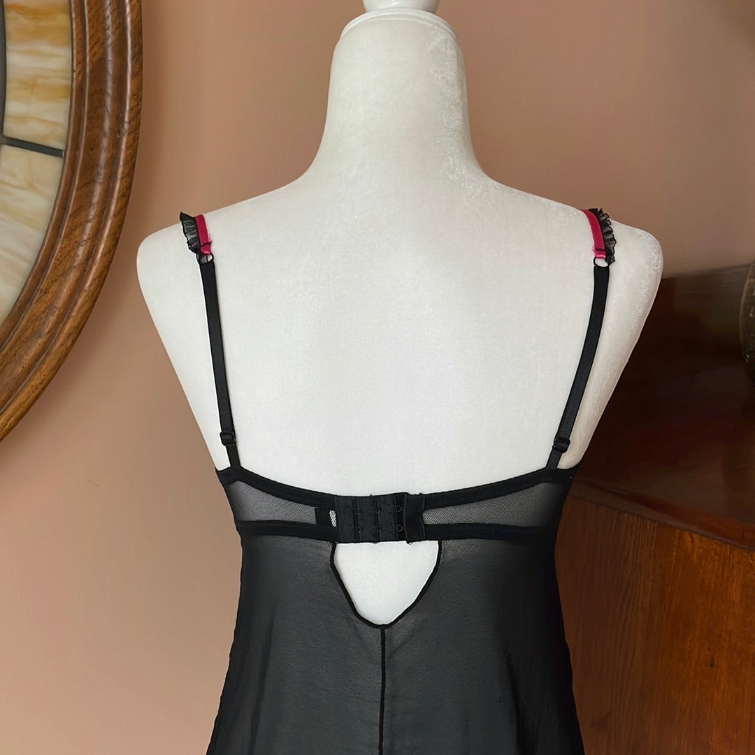  2000's Black Pink Bow Lingerie Chemise S