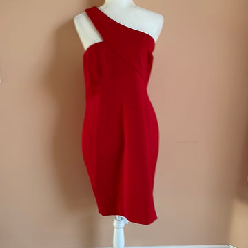 2000’s Ralph Lauren Stunning Sleeveless Red Poly knee Length Dress