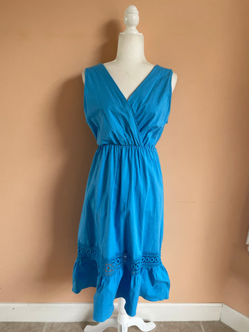 Color me Blue 2000’s Striking Cotton Sleeveless Ruffled Summer Dress. S