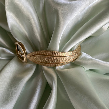 1970s Avon Gold Tone Unique Vintage Belt Buckle Clamper Bracelet