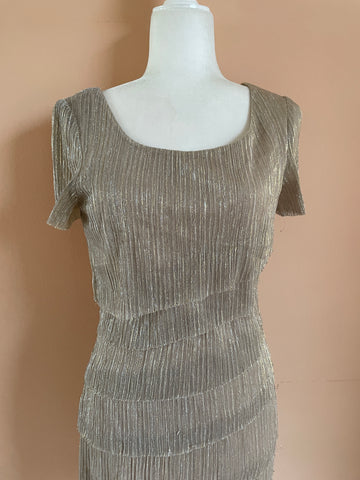 1990’s Shimmering Gold Layered Flapper Style Party Mini Dress S