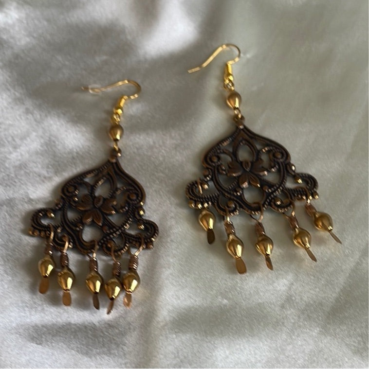 Brass Tone Bollywood Pierced Earrings