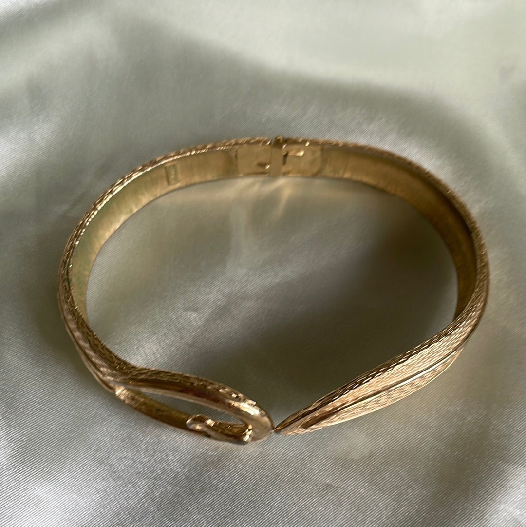  70s Avon Gold Tone Unique Vintage Belt Buckle Clamper Bracelet