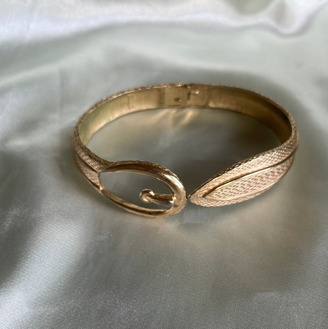  70s Avon Gold Tone Unique Vintage Belt Buckle Clamper Bracelet