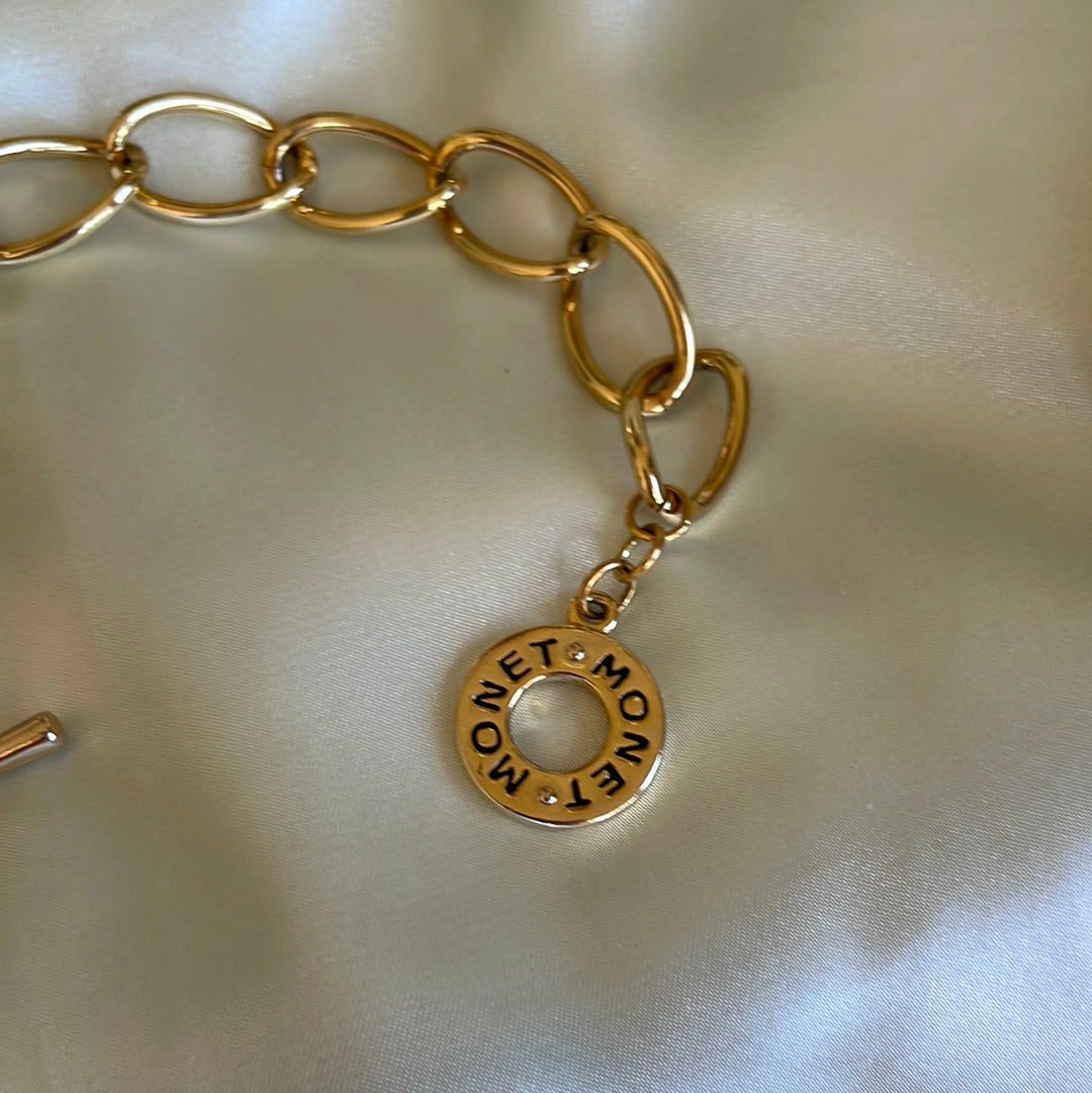  Monet 80s Gold Tone Link Bracelet