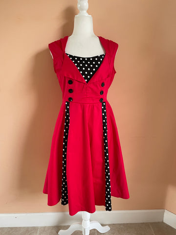 Girl in Red 2000’s Sleeveless Black Polka Dot Cotton Dress M