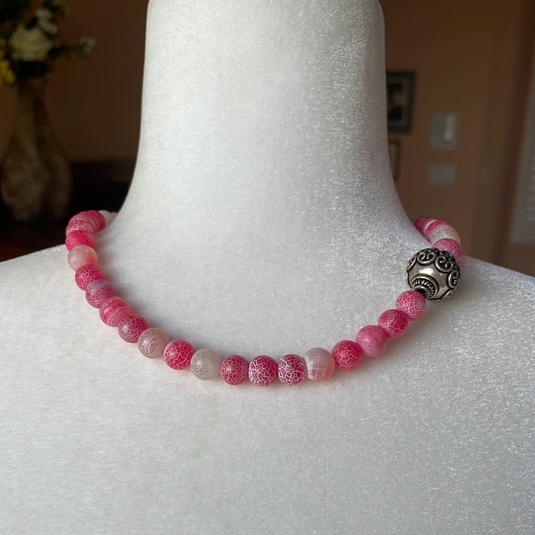  2000s Handmade One of a Kind Pink Quartz Beaded Unique Necklace