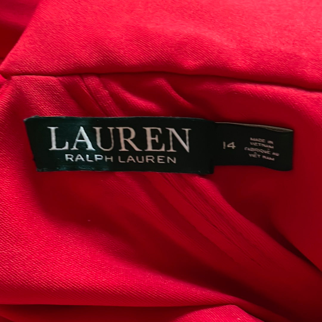  2000’s Ralph Lauren Stunning Sleeveless Red Poly knee Length Dress