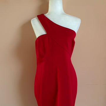 2000’s Ralph Lauren Stunning Sleeveless Red Poly knee Length Dress M