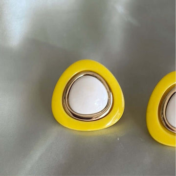 1970s Mod Stylish Yellow Pierced Earrings