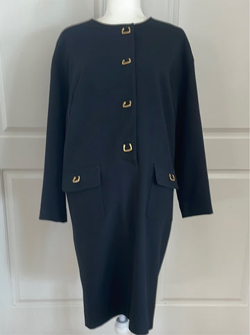 Vintage 80s Liz Claiborne Black 100% Wool Stylish Dress S