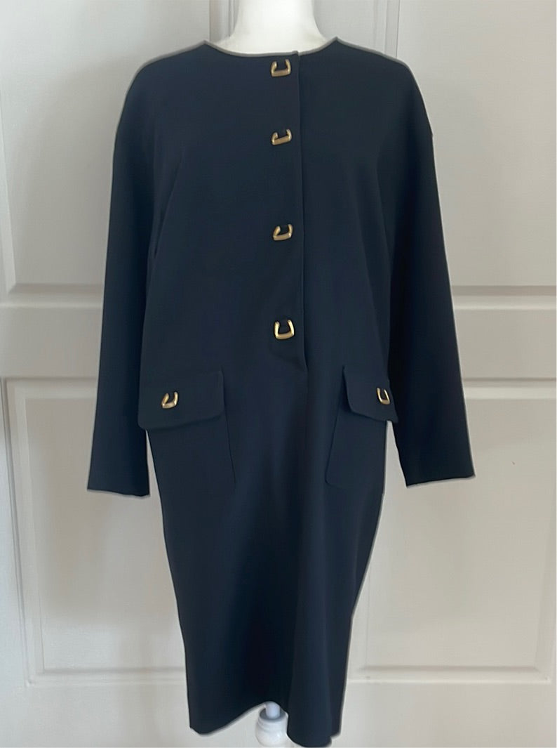 1980's lix claiborne black 100% wool stylish dress S6 Vintage 80s Liz Claiborne Black 100% Wool Stylish Dress S