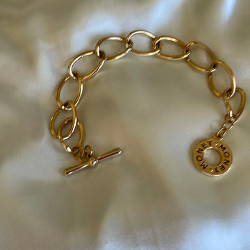 Signed Monet Vintage Gold Tone Link Bracelet