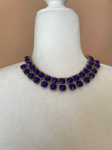 1990’s Gold Tone Purple Glass Beads Classic Necklace