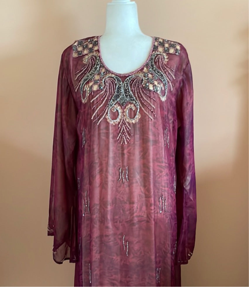 Divine handmade vintage beaded dress or caftan