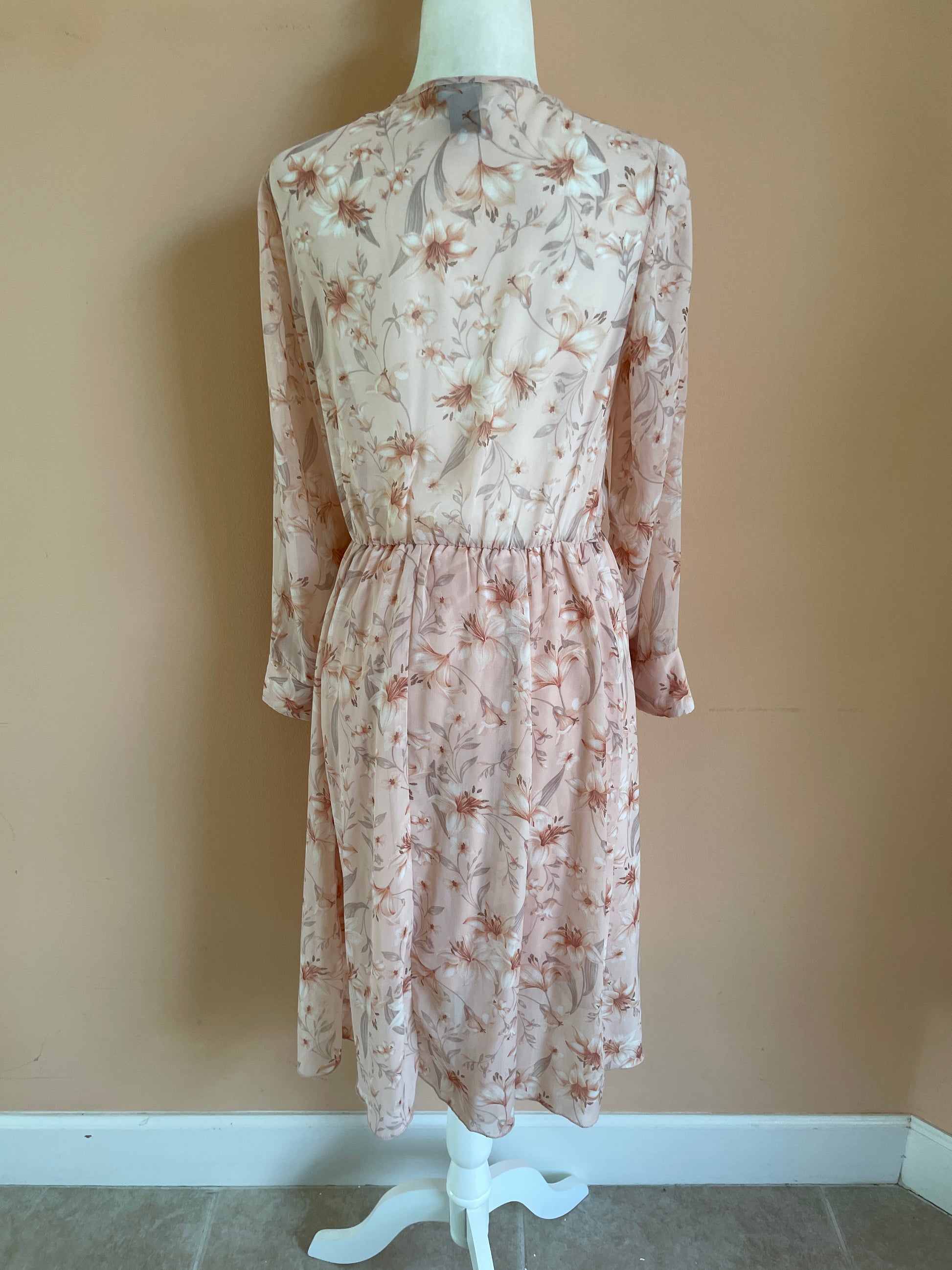  2000’s Pink Floral Sheer Poly Dress S/M