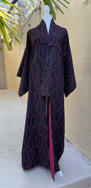 80s One of a Kind Kimono Black  Lounge Robe. X/L