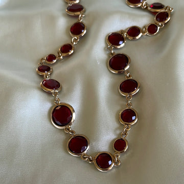 90s Anne Klein Glass Bezel Cut Long Wrap Necklace
