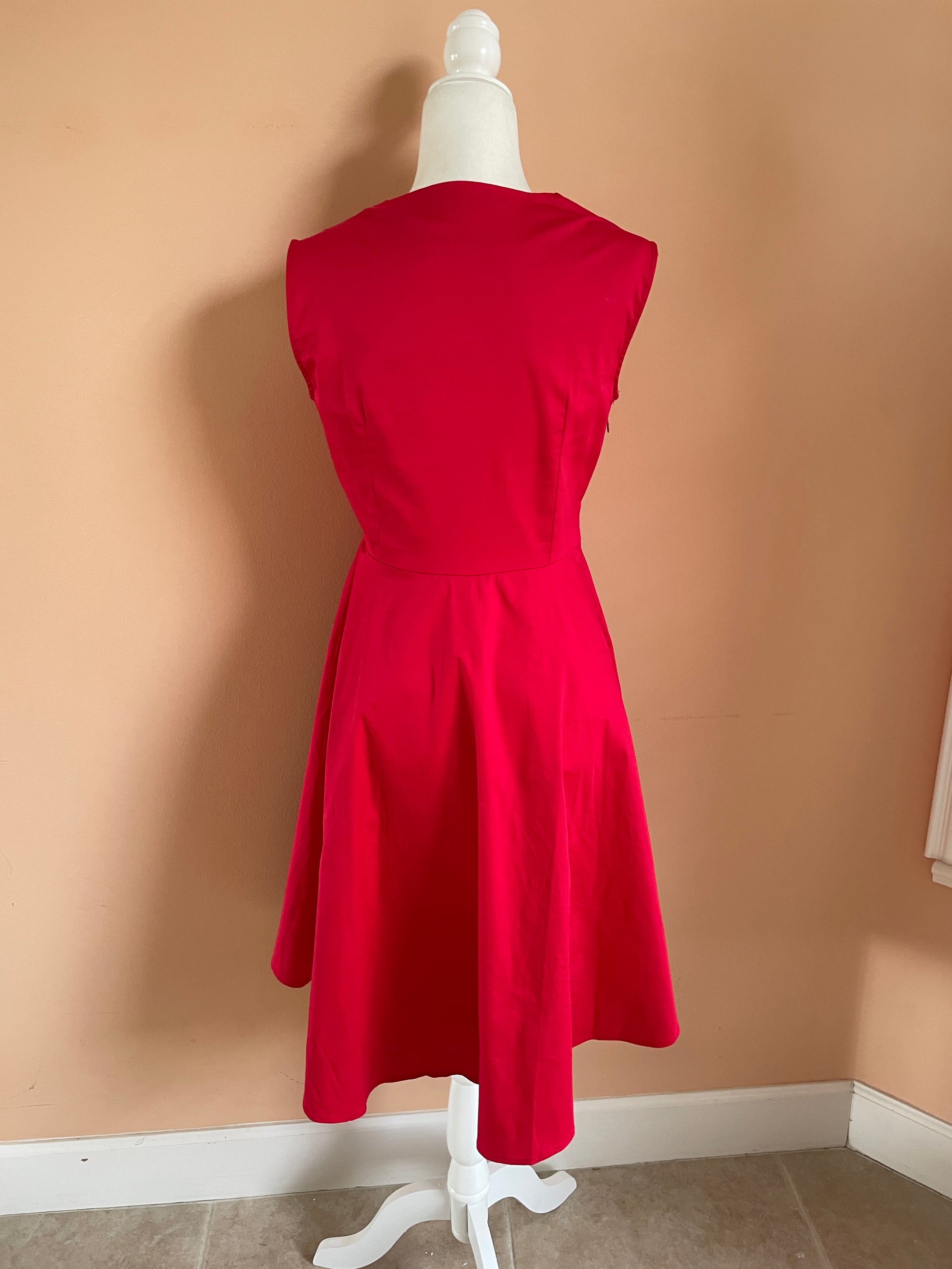  Girl in Red 2000’s Sleeveless Black Polka Dot Cotton Dress M