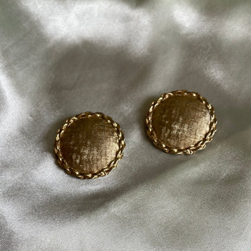 Vintage 50s Signed Coro Gold Tone Round Clip Earrings