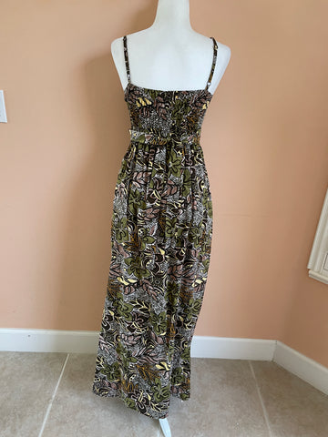 2000s Tropical Print Summer Maxi Dress S